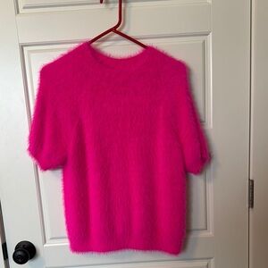 Anthropologie Pilcro Fuzzy Pink Short Sleeve Sweater